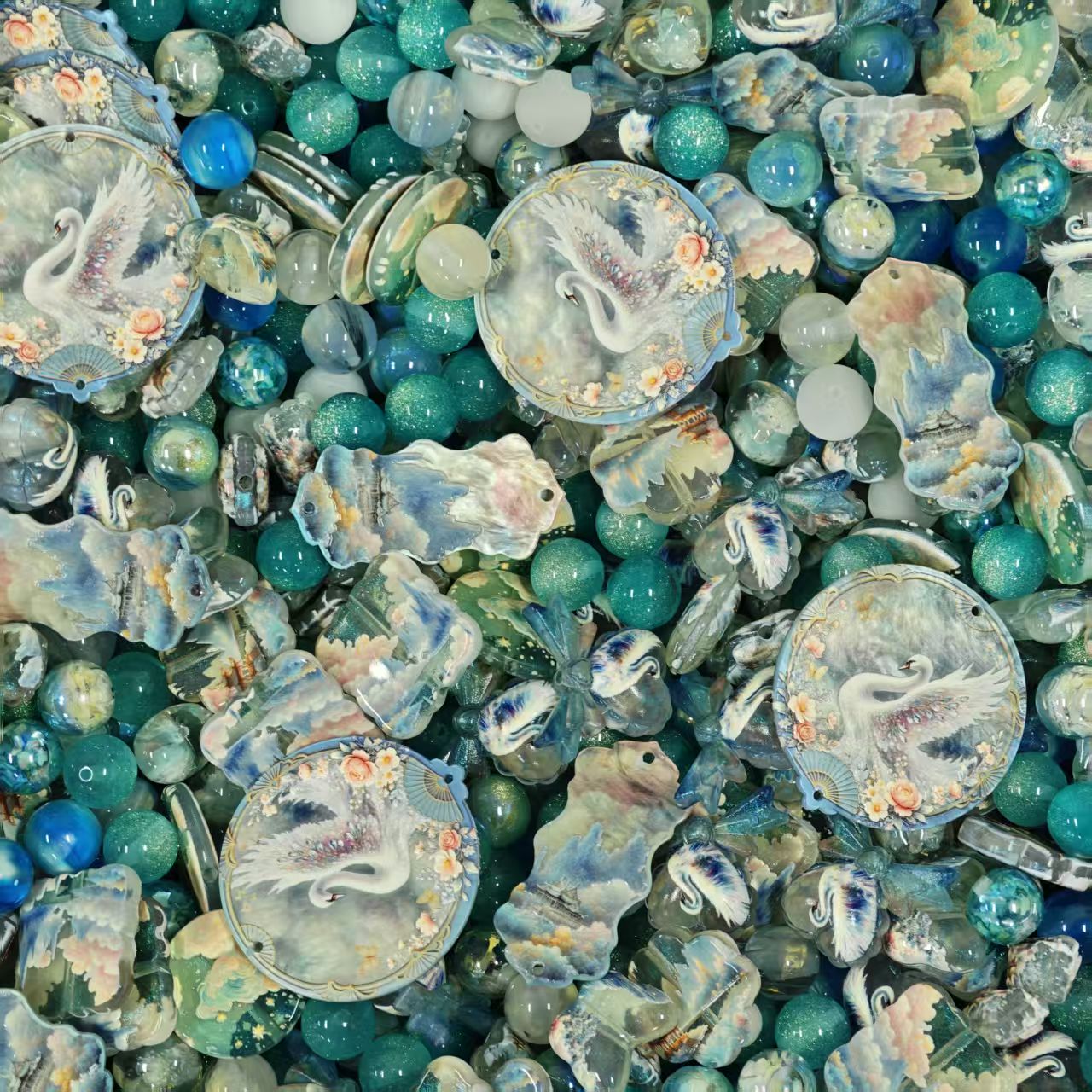 Acrylic beads - Swan 2.0 (for beadable pens, keychains, phone chains)