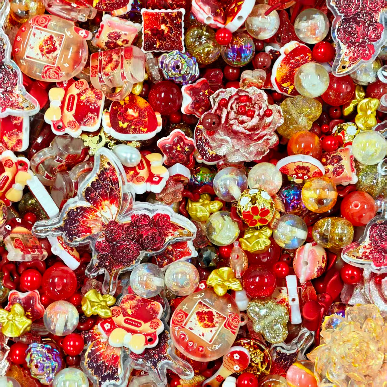 Acrylic Beads -Fiery passion (for beaded pen, keychains, phone chains)