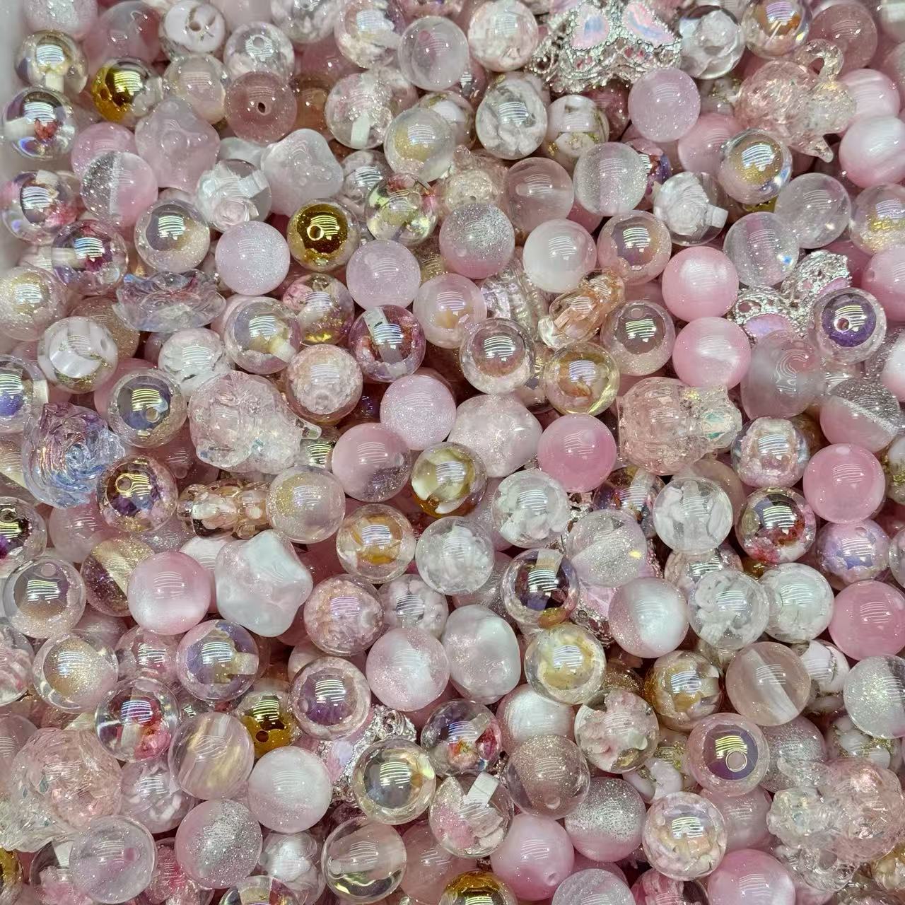 Resin beads - 5A+quality Pink Pink (for beadable pens, keychains, phone chains)