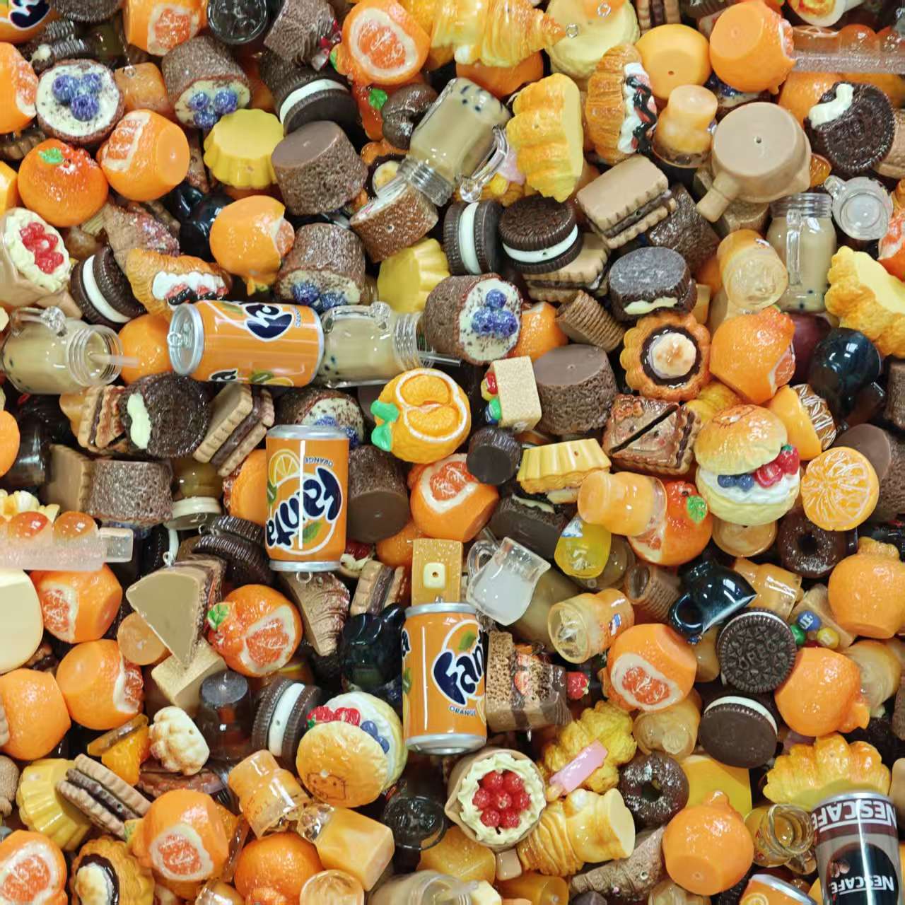 (BOGO)Acrylic beads- Orange food (for beadable pens, keychains, phone chains)