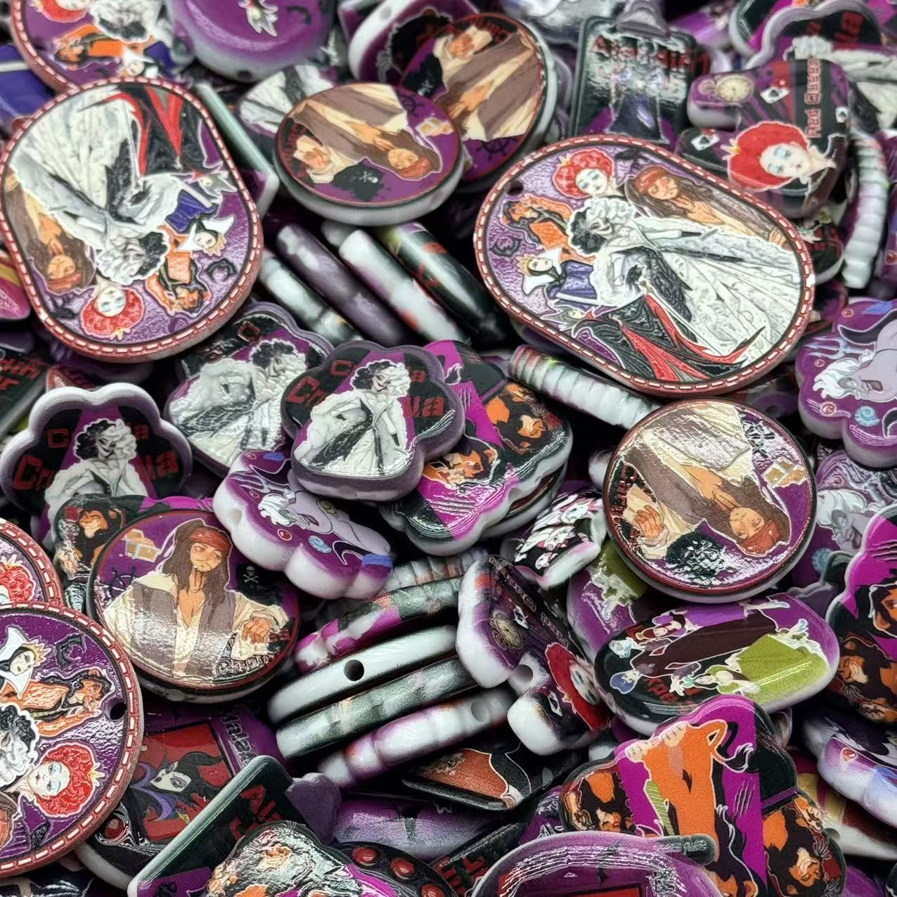Acrylic beads – Disney Villains for beadable pens, keychains, phone chains