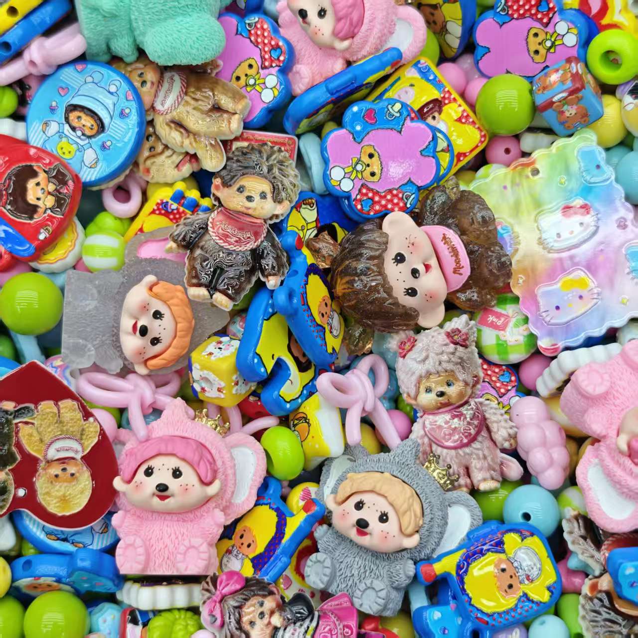 Acrylic beads- Monchhichi (for beadable pens, keychains, phone chains)