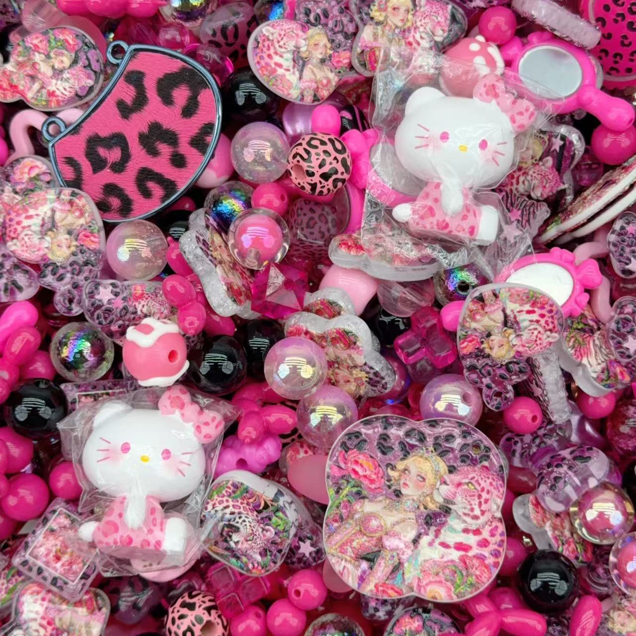 Acrylic Beads - Leopard girl (for beaded pen, keychains, phone chains)