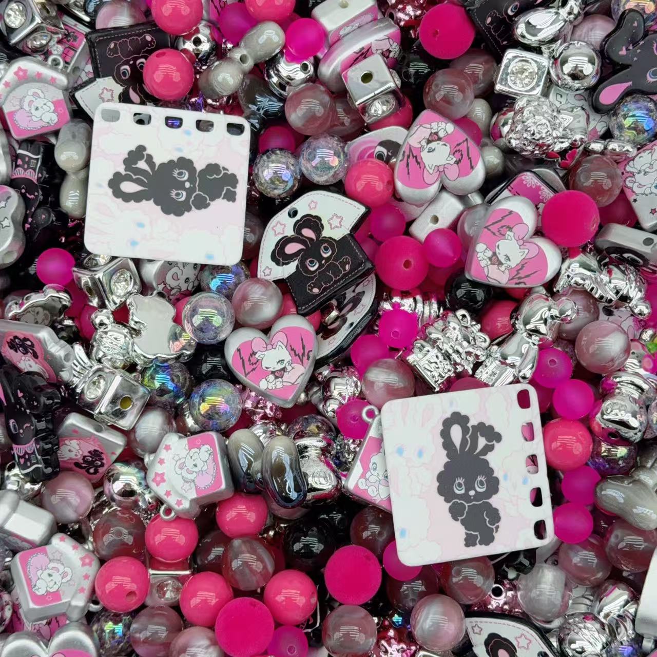 Acrylic Beads -Cool bunny (for beaded pen, keychains, phone chains)