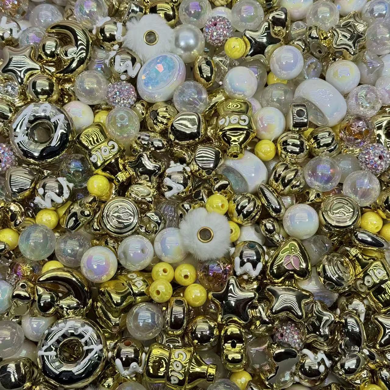 Acrylic beads-Golden Dream Beads (for beadable pens, keychains, phone chains)