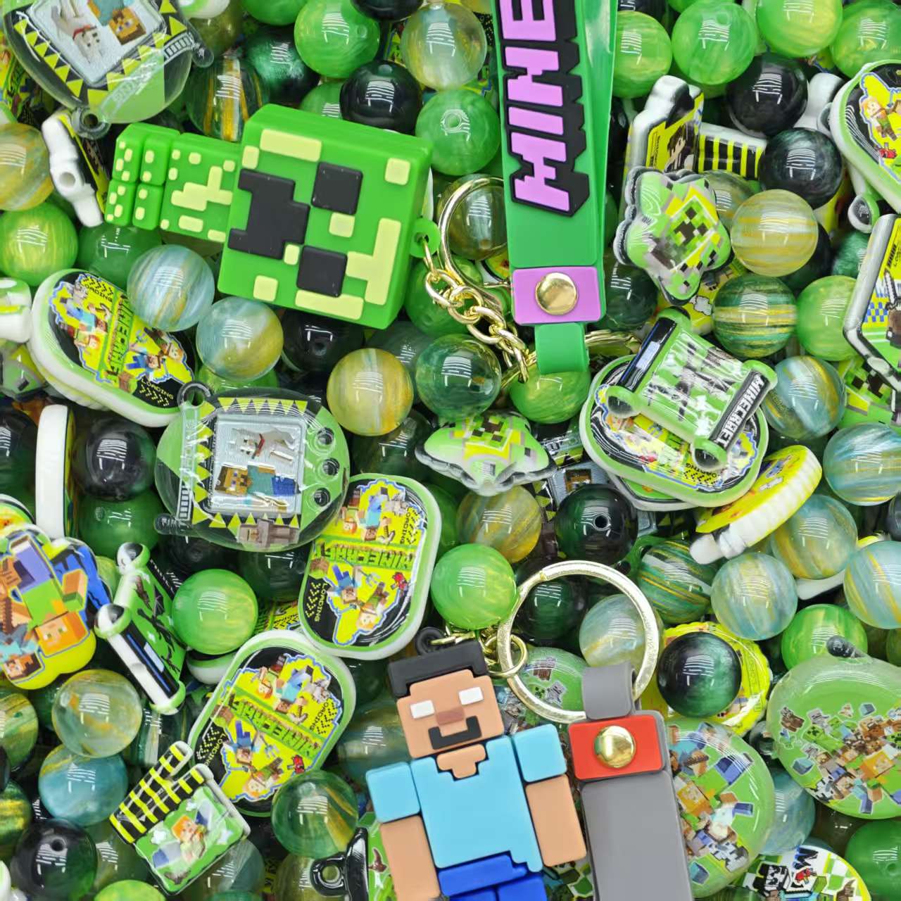 Acrylic beads-Minecraft (for beadable pens, keychains, phone chains)