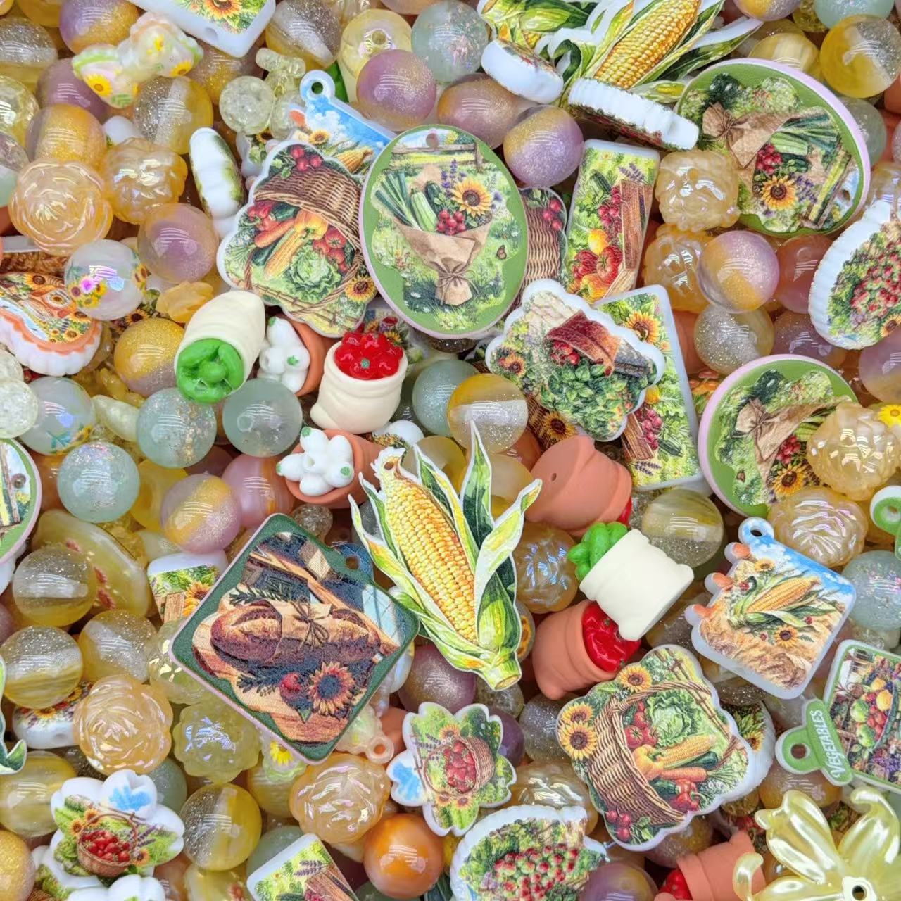 Acrylic Beads - Vegetable farm(for beaded pen, keychains, phone chains)
