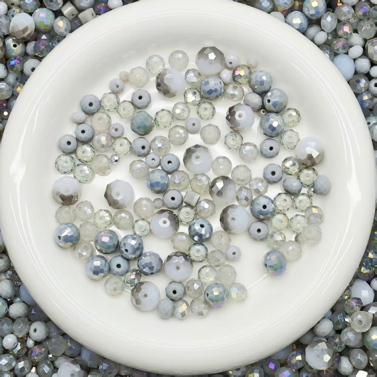 Big sale! Blingbling glass beads -Grey (for keychains, phone chains,bracelet, necklace)