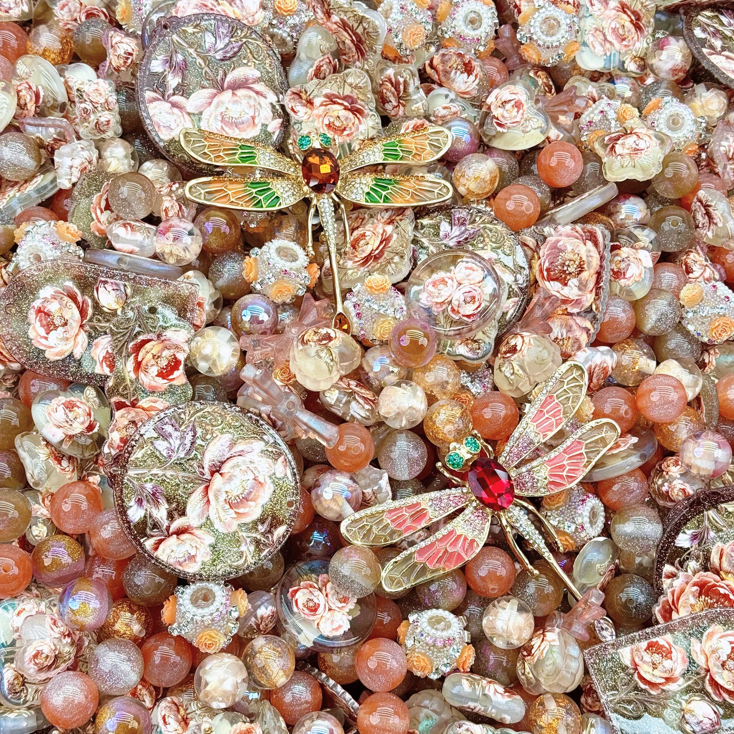 Acrylic Beads -Orange lotus(for beaded pen, keychains, phone chains)
