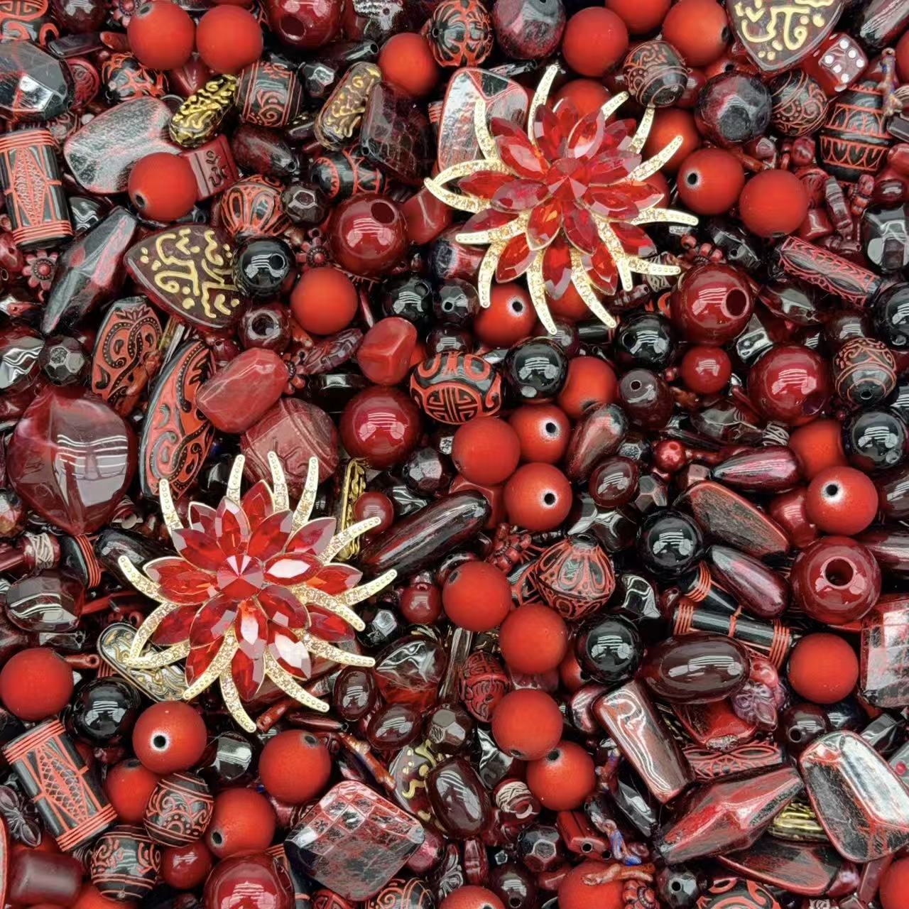 Acrylic Beads - Red black mix (for beaded pen, keychains, phone chains)