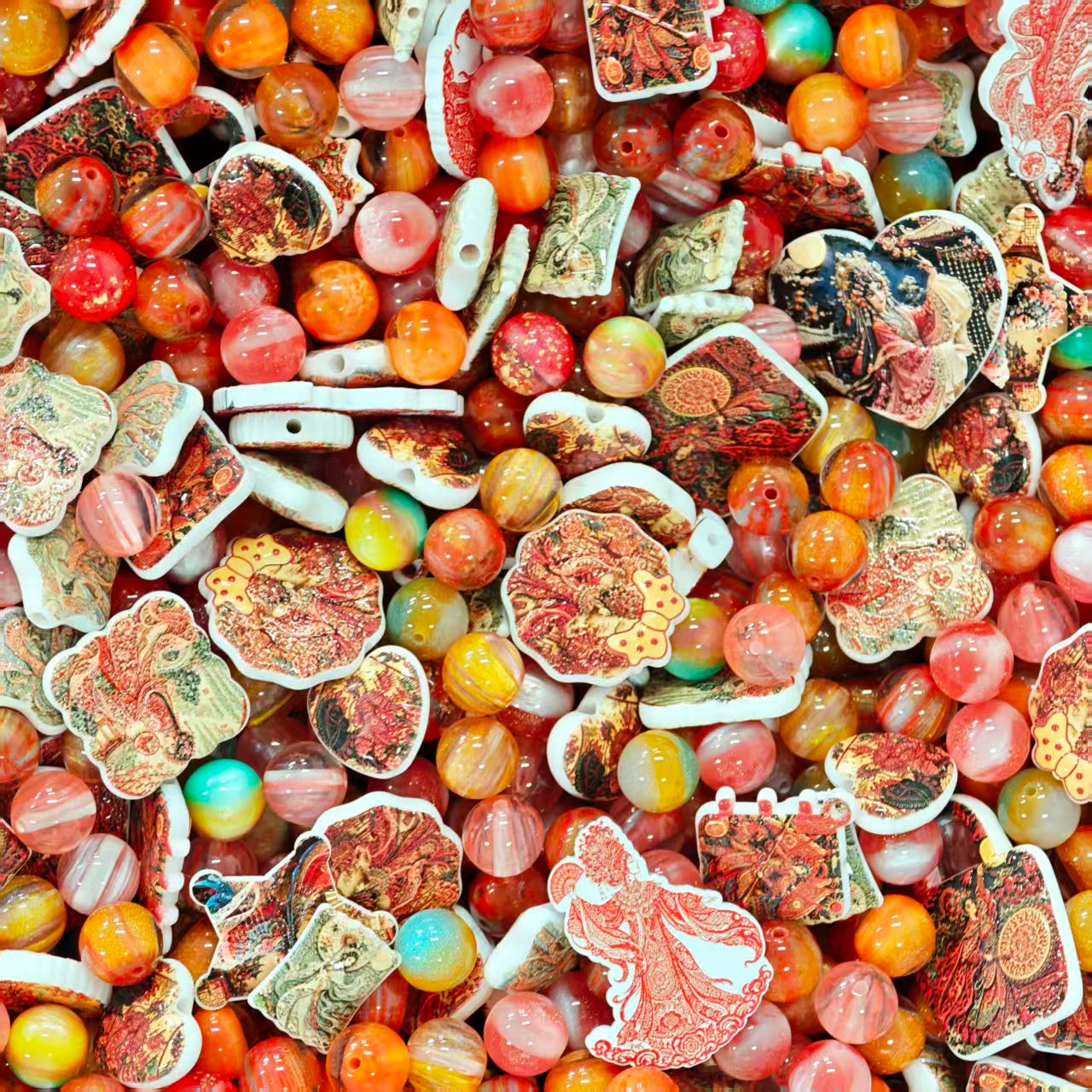 Acrylic beads - Peking opera (for beadable pens, keychains, phone chains)