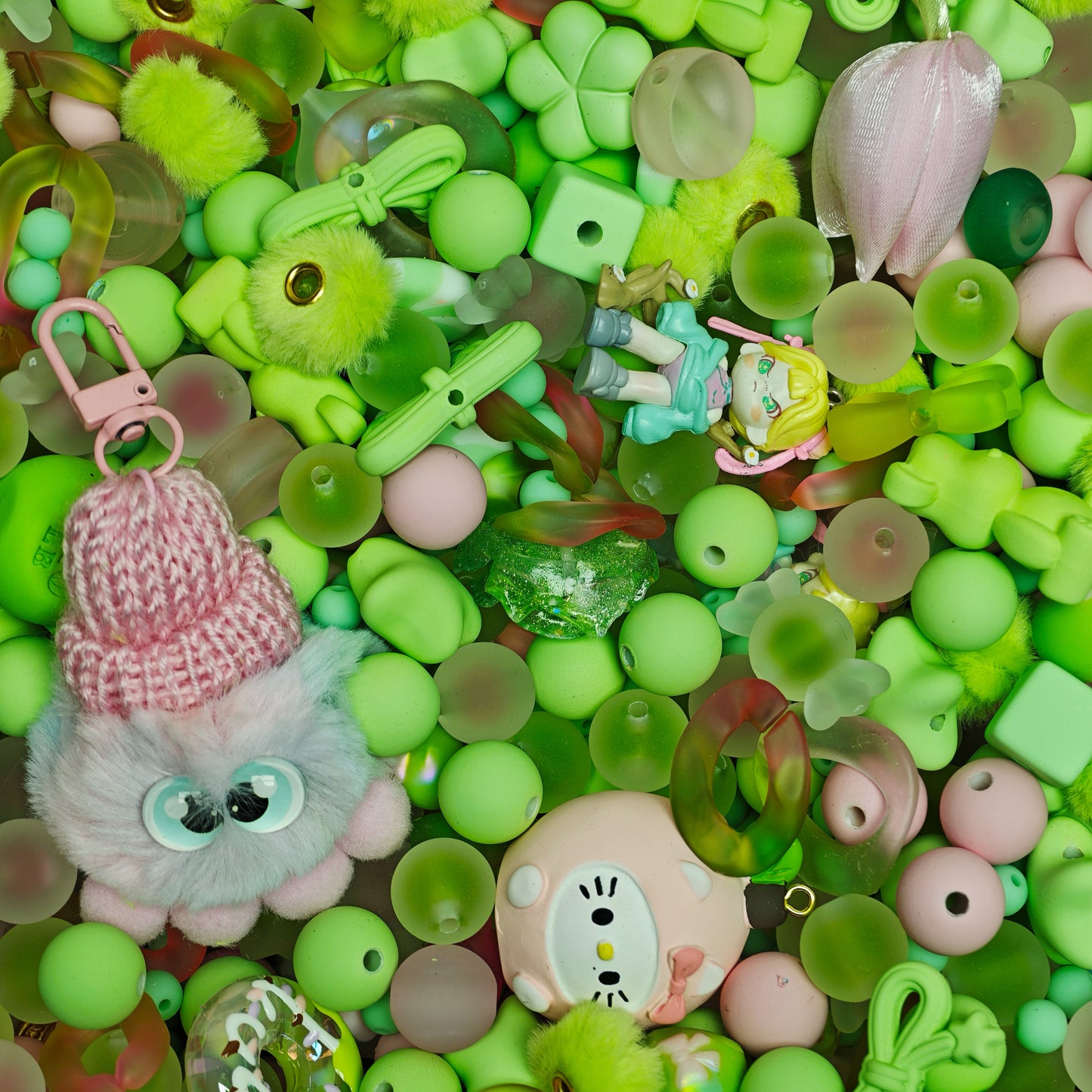 Acrylic beads- Frosted spring (for beadable pens, keychains, phone chains)