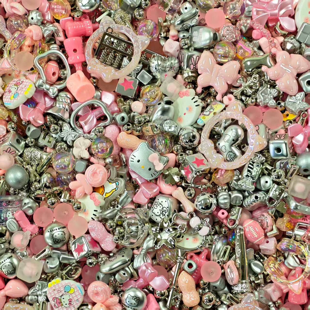 Acrylic Beads -Sliver kitty (for keychains, phone chains)