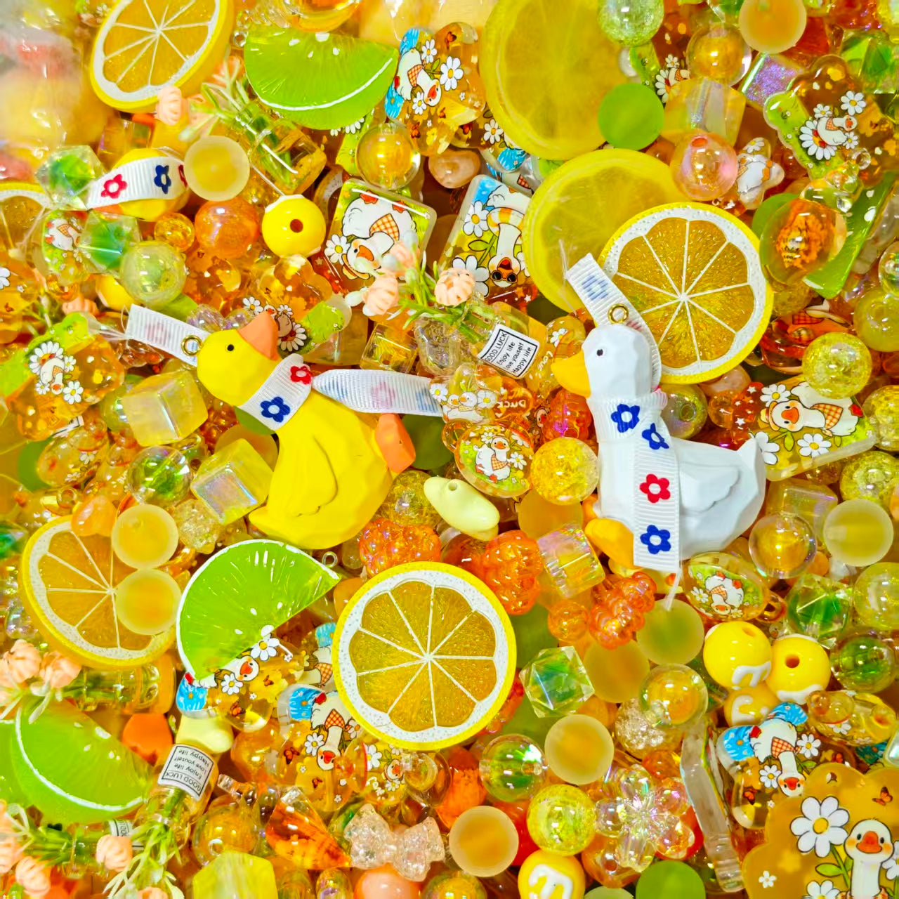 Acrylic Beads -Lemon ducky (for beadable pens, keychains, phone chains)