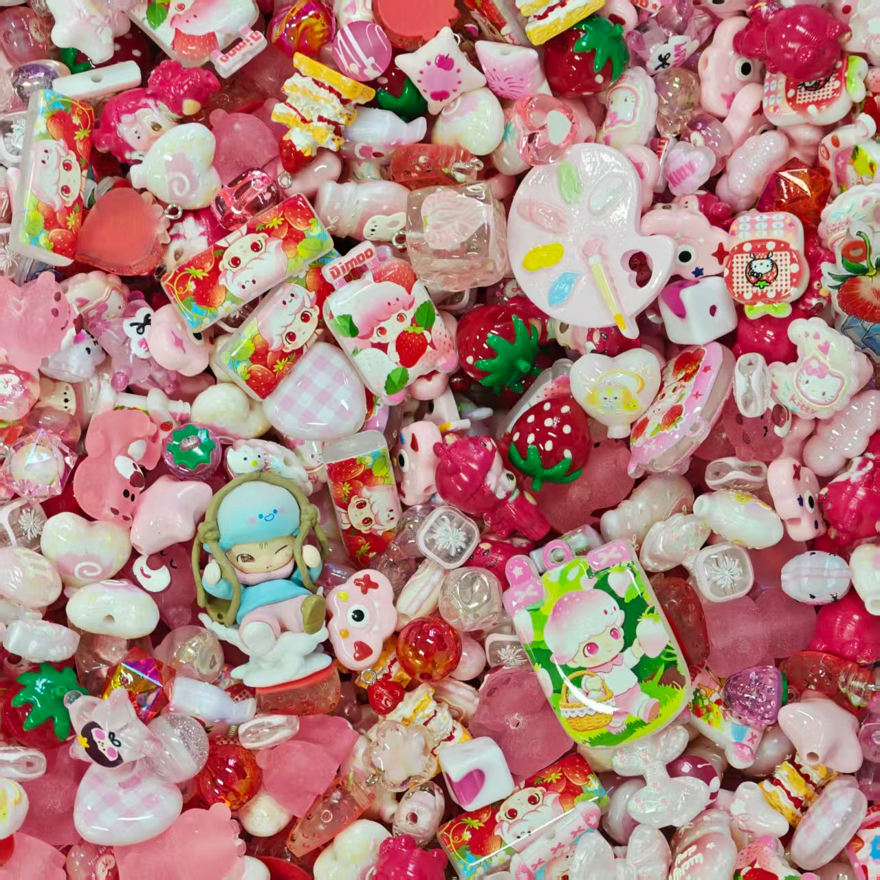 (BOGO)Acrylic beads- Strawberry Dimo (for beadable pens, keychains, phone chains)