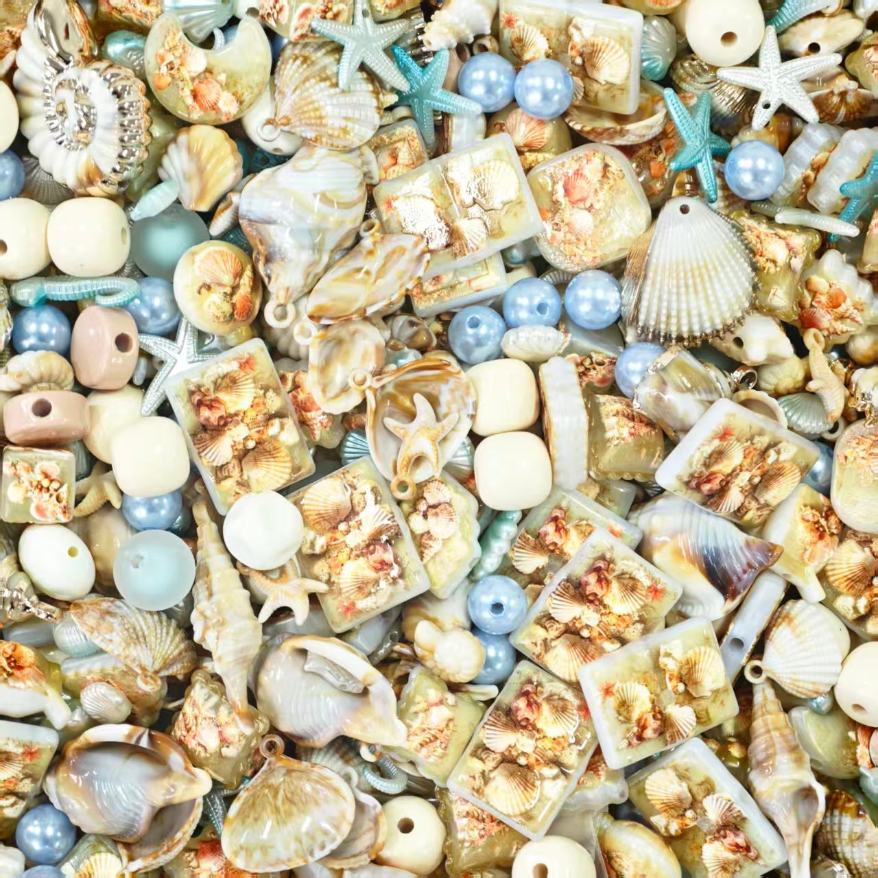 Acrylic beads - Shell mix(for beadable pens, keychains, phone chains)