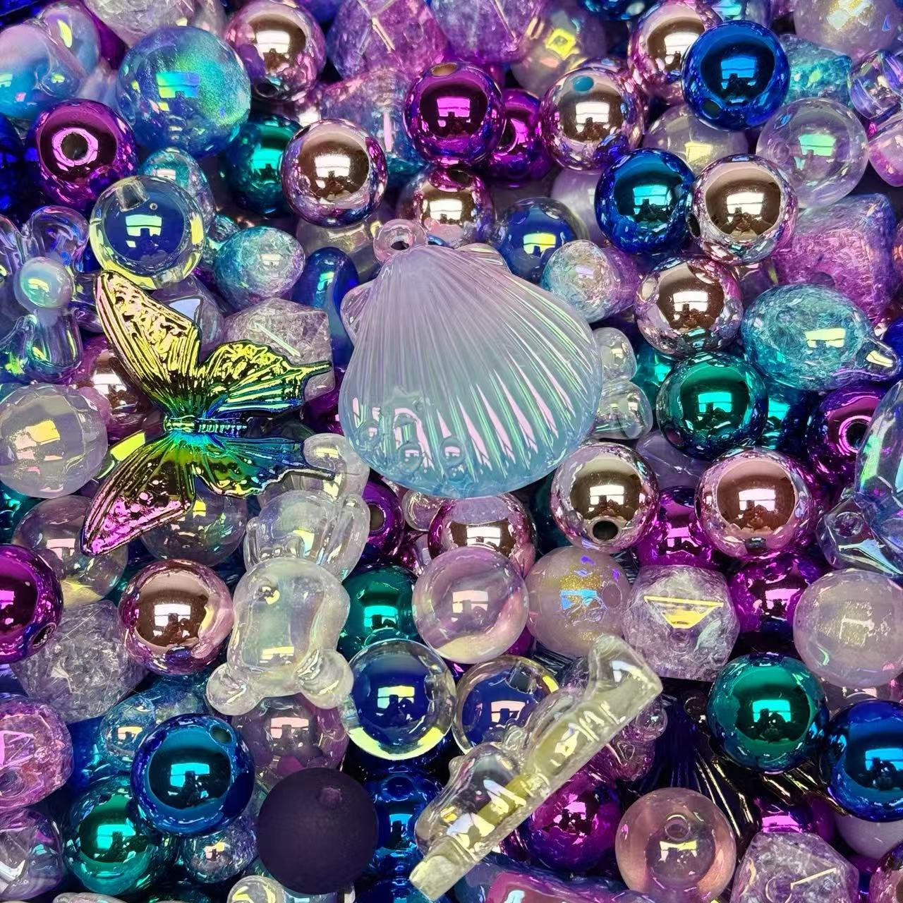 Acrylic beads-Purple Mirage (for beadable pens, keychains, phone chains)