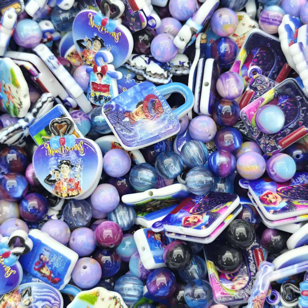 Acrylic beads-Mary poppins (for beadable pens, keychains, phone chains)