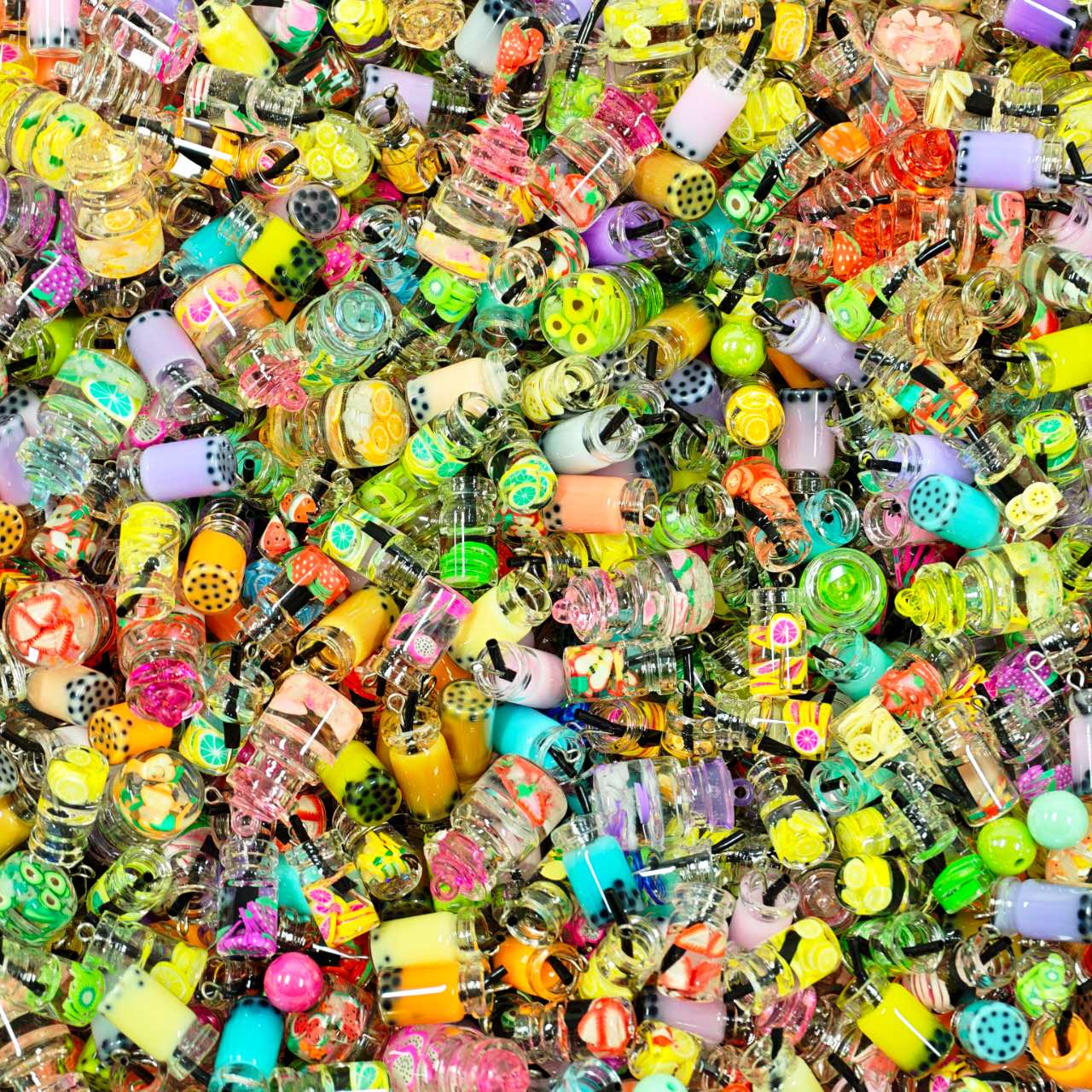Glass charm - Boba tea (for beaded pen, keychains, phone chains)