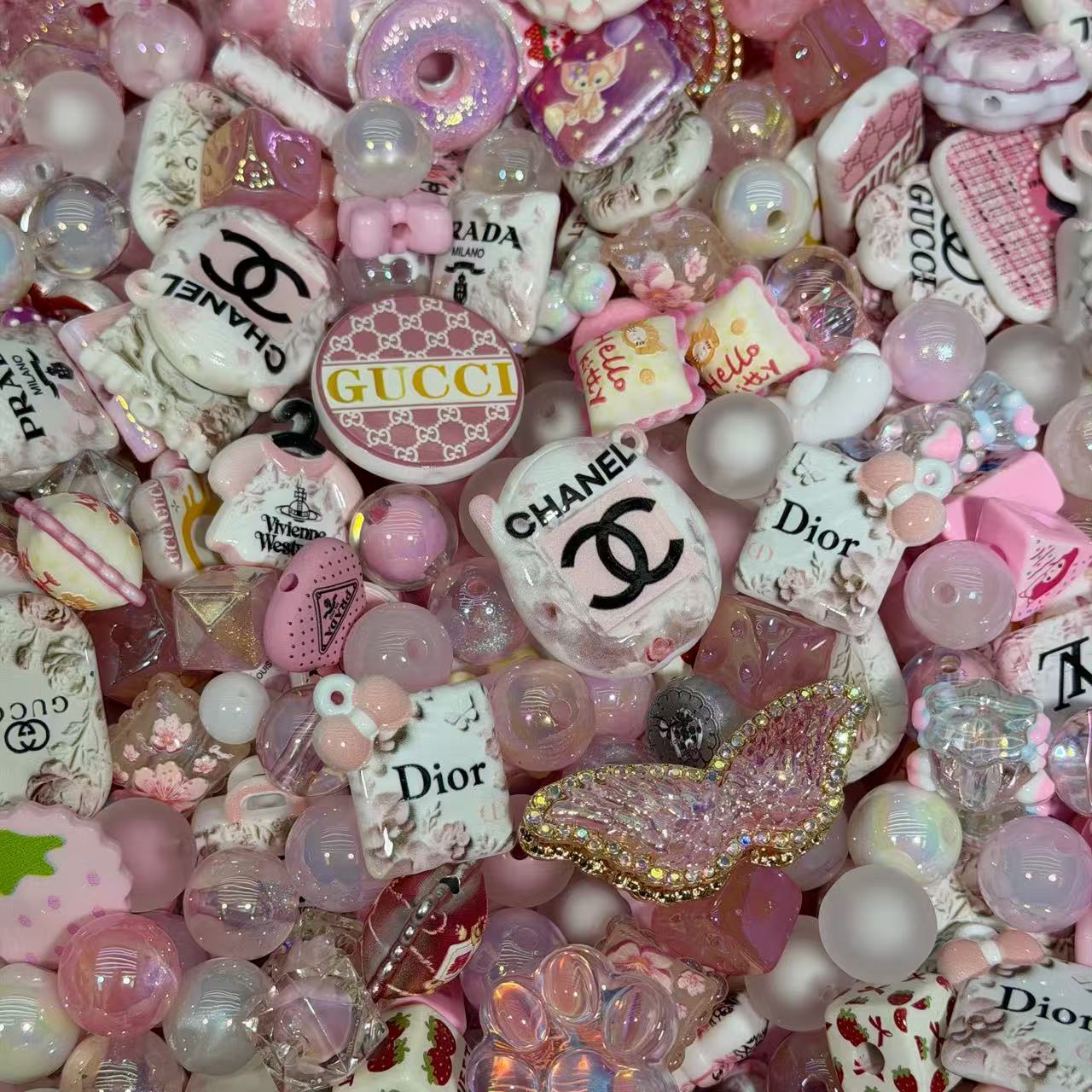 Acrylic beads-Pink Luxury (for beadable pens, keychains, phone chains)