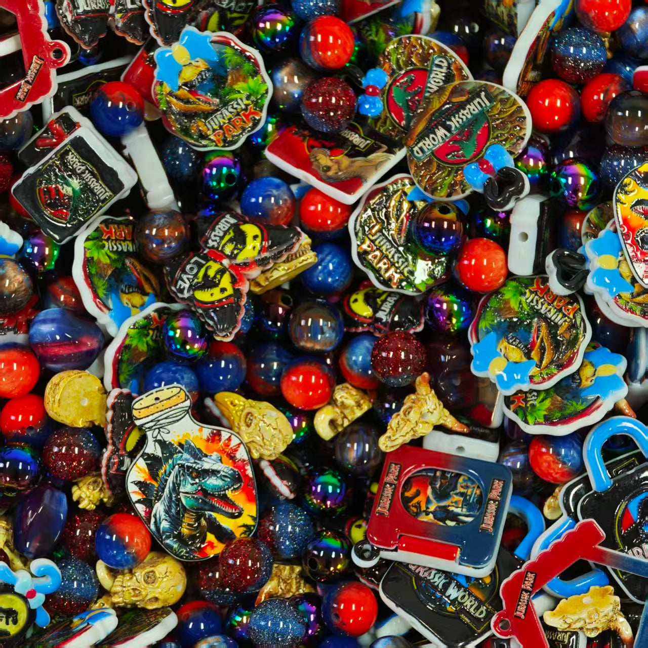 Acrylic Beads -Jurassic park (for beaded pen, keychains, phone chains)