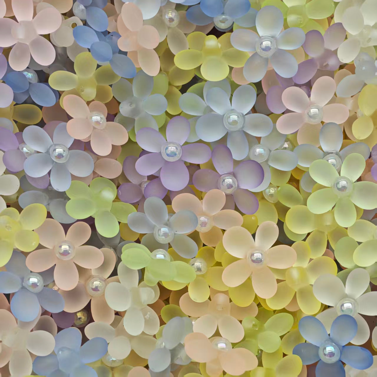 Acrylic beads - Frosted clear flower (for beadable pens, keychains, phone chains)