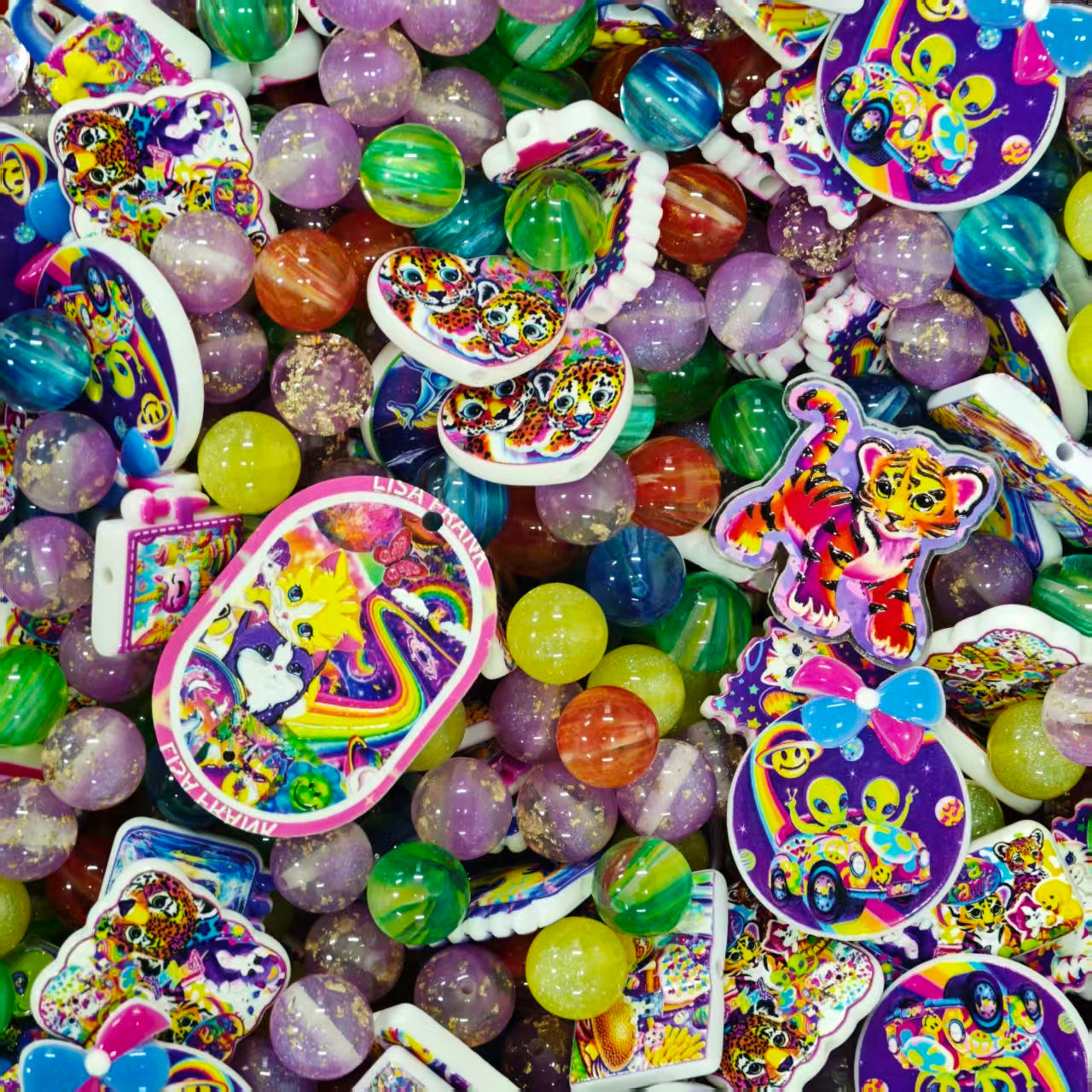 Acrylic Beads - Lisa frank (for beaded pen, keychains, phone chains)
