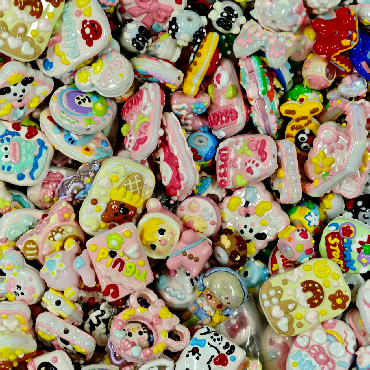 Big sale!Acrylic Beads - handmade big oil beads mix (for beaded pen, keychains, phone chains)