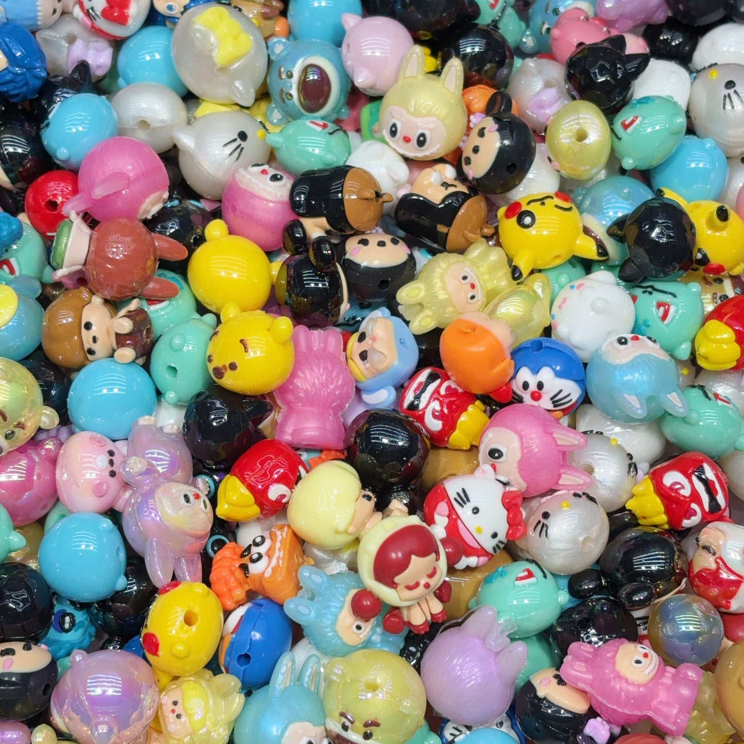 Beads-Cartoon head Mix(UV rubber beads)(colorful)for beadable pens, keychains, phone chains)