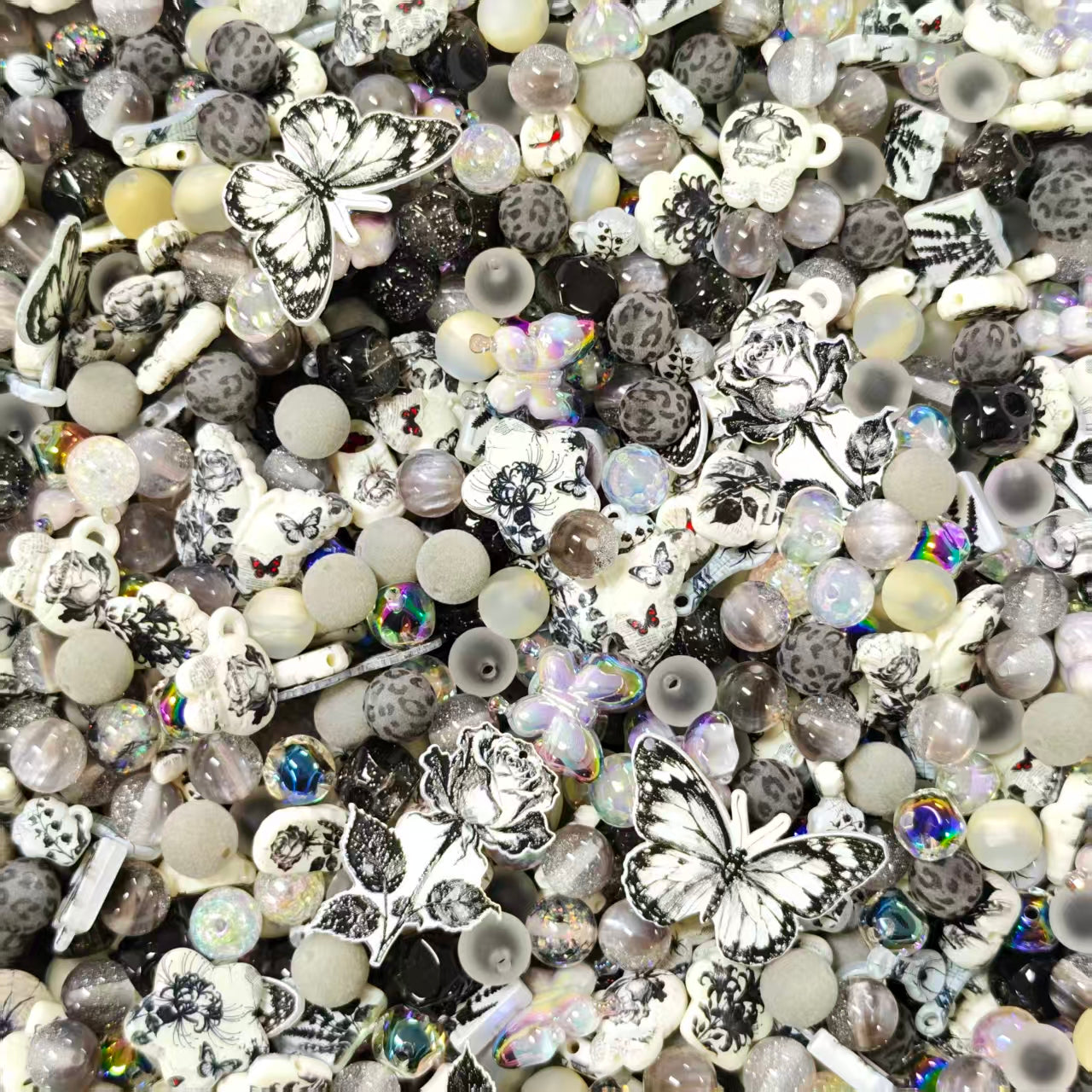 Acrylic Beads -Ink roses (for beaded pen, keychains, phone chains)