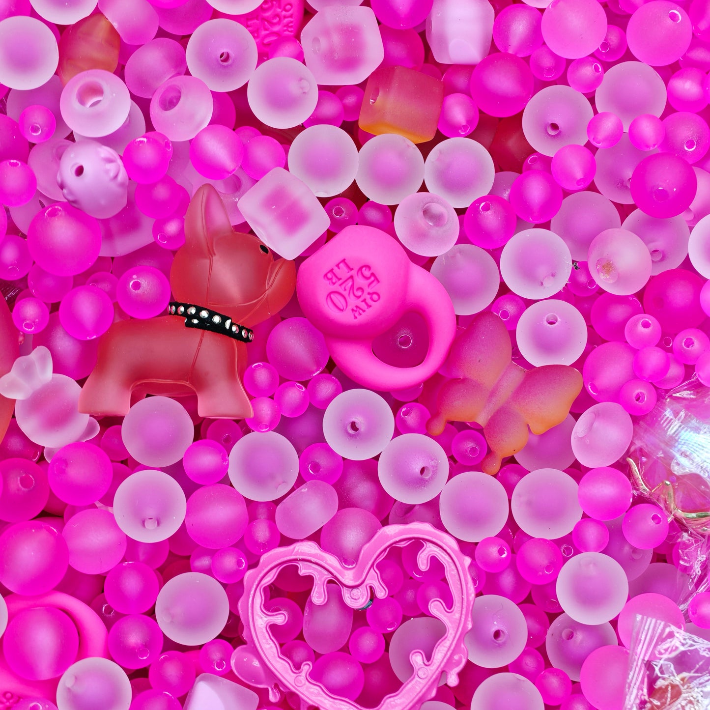 Acrylic beads-Frosted Rose Pink (for beadable pens, keychains, phone chains)