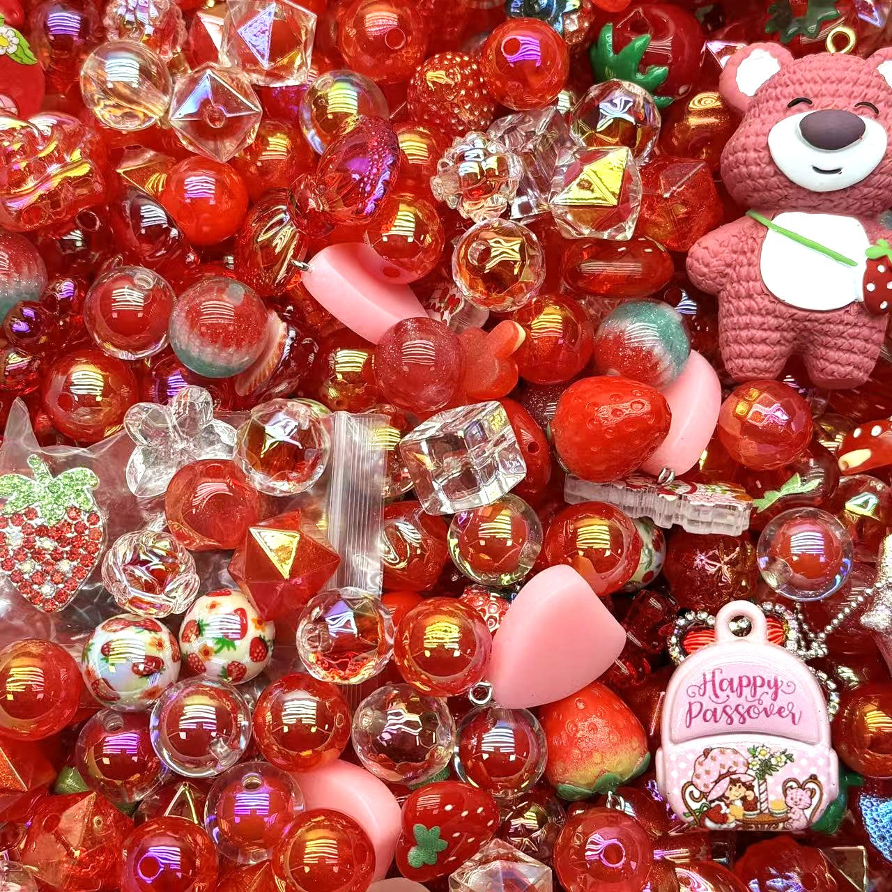 Acrylic beads-Strawberry Red(for beadable pens, keychains, phone chains)