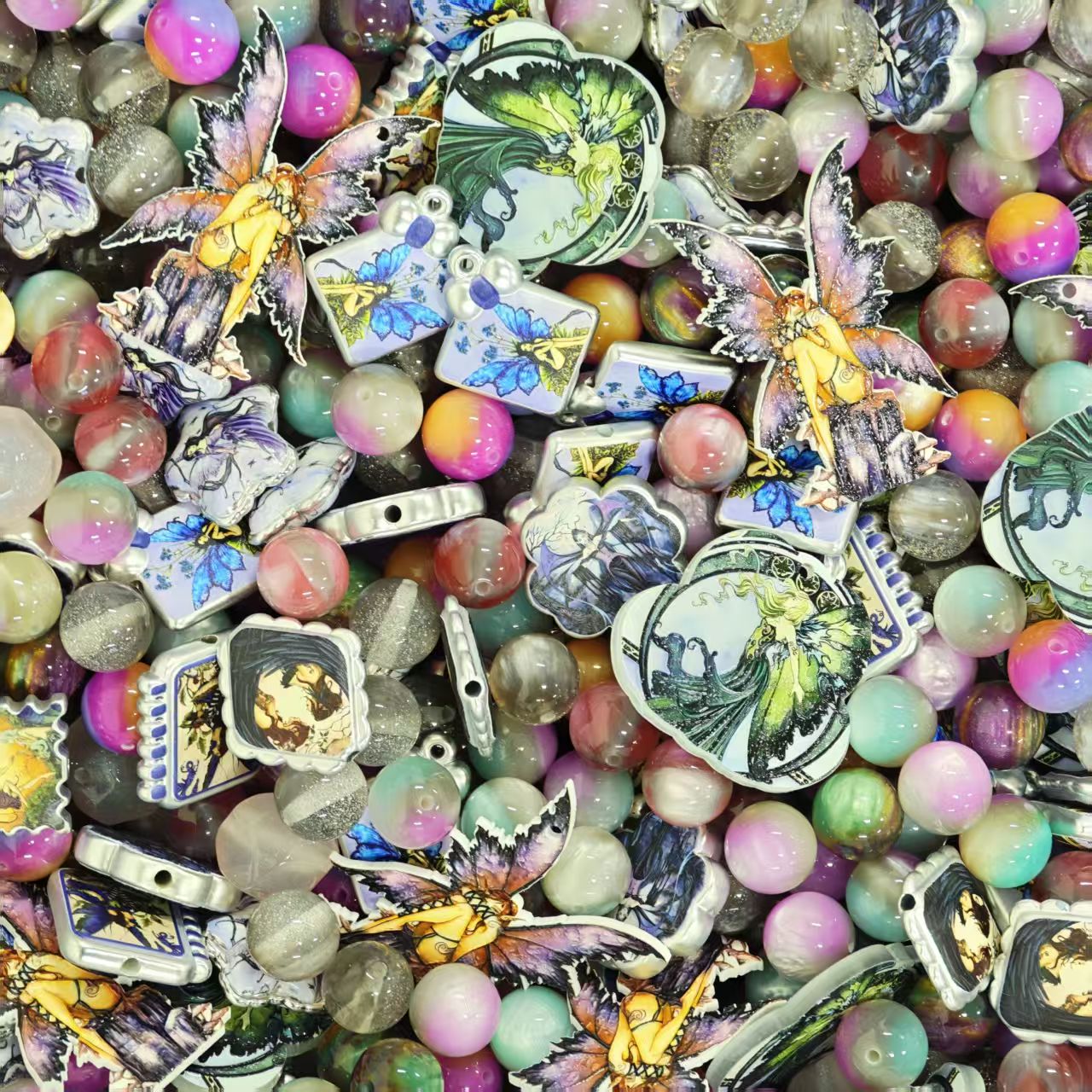 Acrylic beads - Dark fairy (for beadable pens, keychains, phone chains)