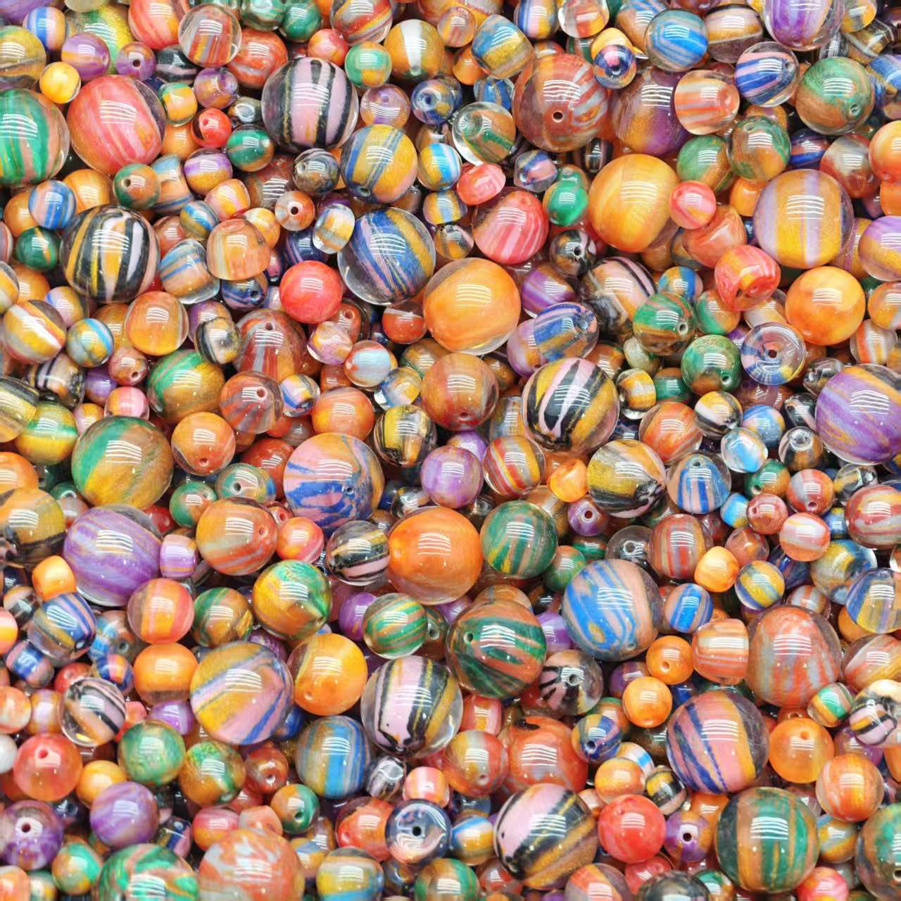 Crazy BOGO! Resin beads - Striped beads mix (for beadable pens, keychains, phone chains)