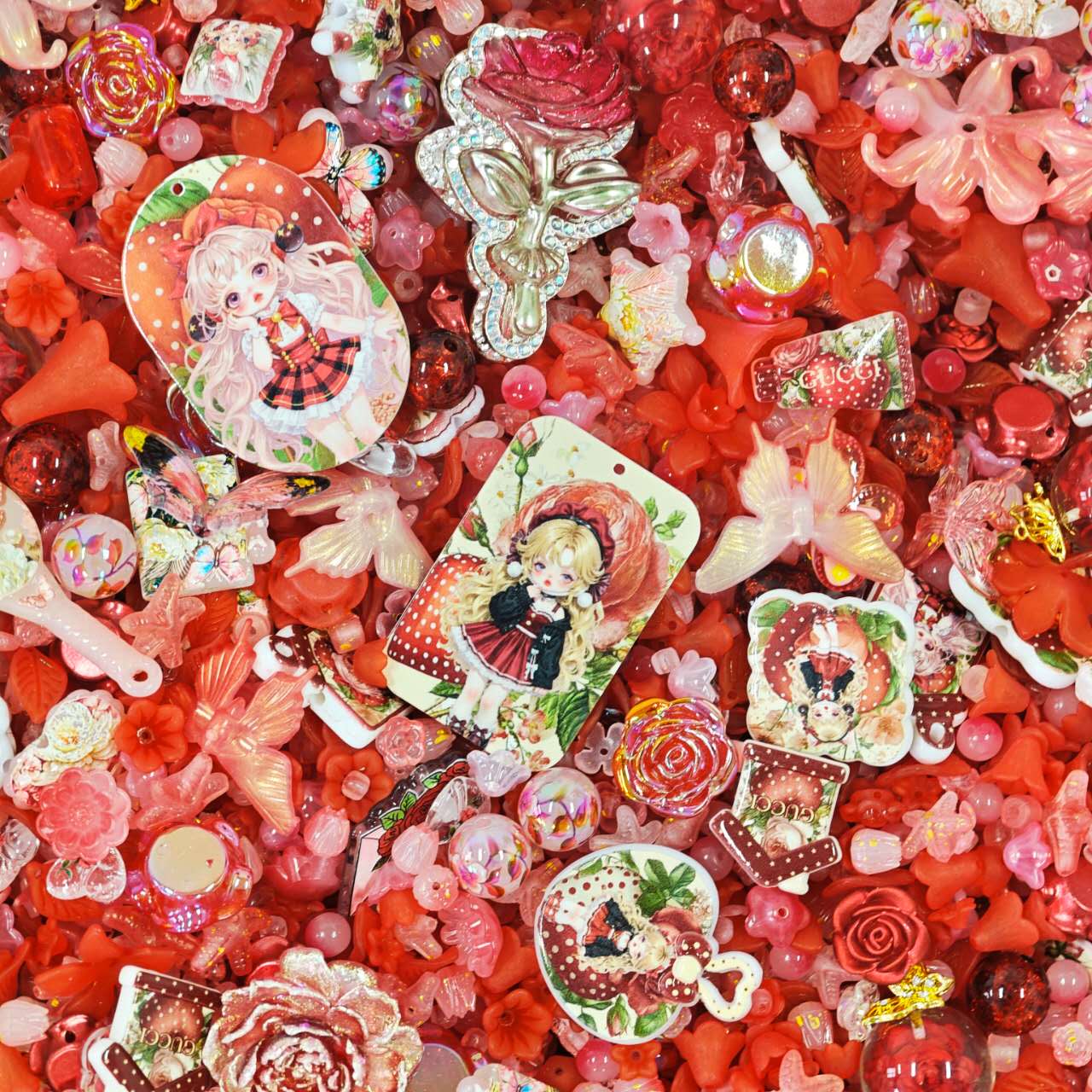 Acrylic beads - Rose sp (for beadable pens, keychains, phone chains)
