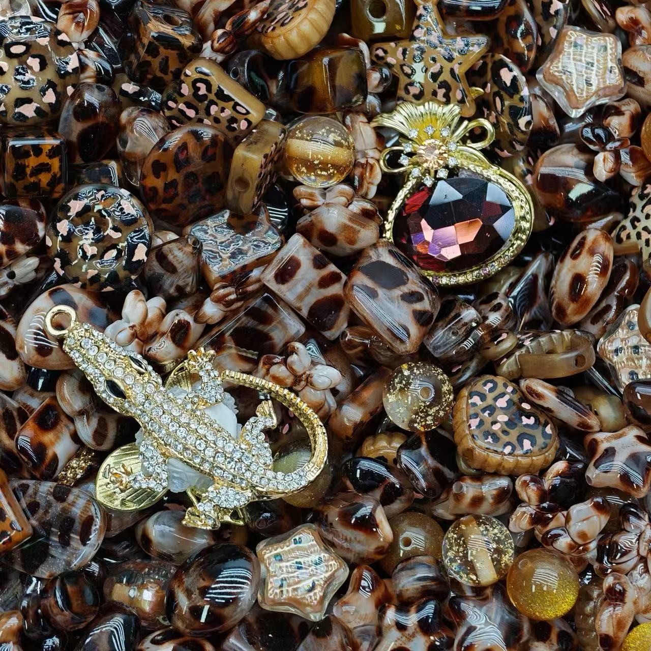 Acrylic beads-Leopard Luxe (for beadable pens, keychains, phone chains)