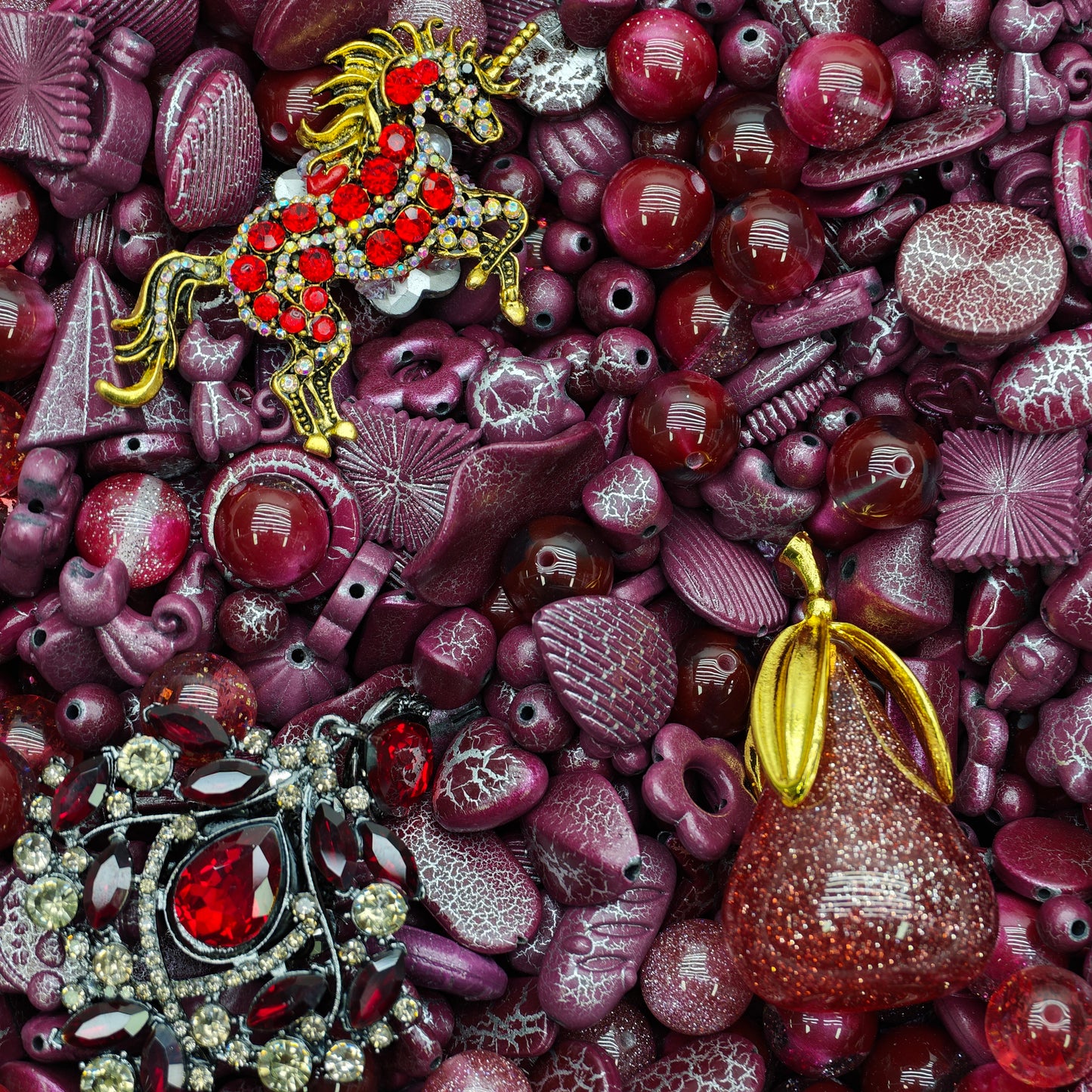 Acrylic beads-Crimson Glow(Red) (for beadable pens, keychains, phone chains)