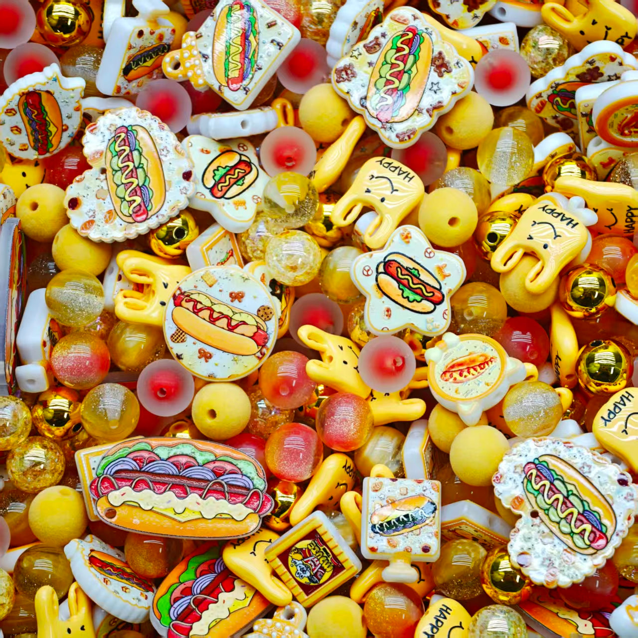 Acrylic Beads - Hotdog (for beaded pen, keychains, phone chains)