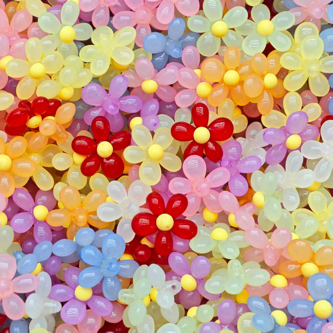 Acrylic beads - Jelly clear flower (for beadable pens, keychains, phone chains)