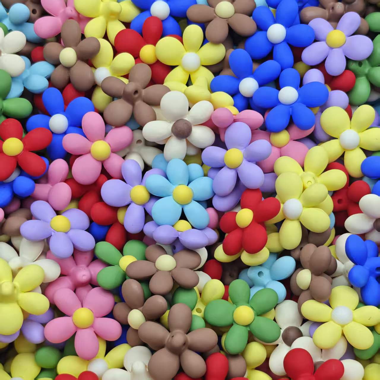 Acrylic beads - Frosted solid color flower (for beadable pens, keychains, phone chains)