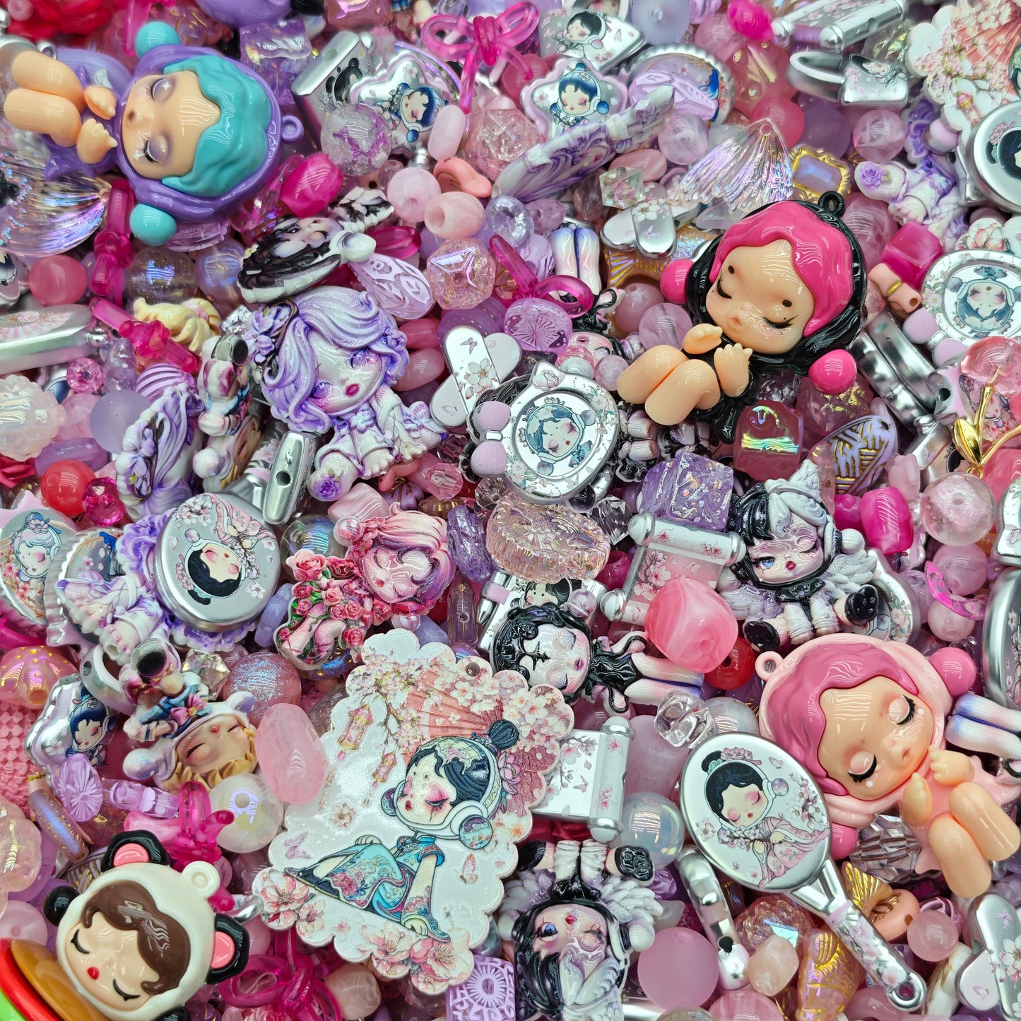 Acrylic beads-Pink Skullpanda (for beadable pens, keychains, phone chains)