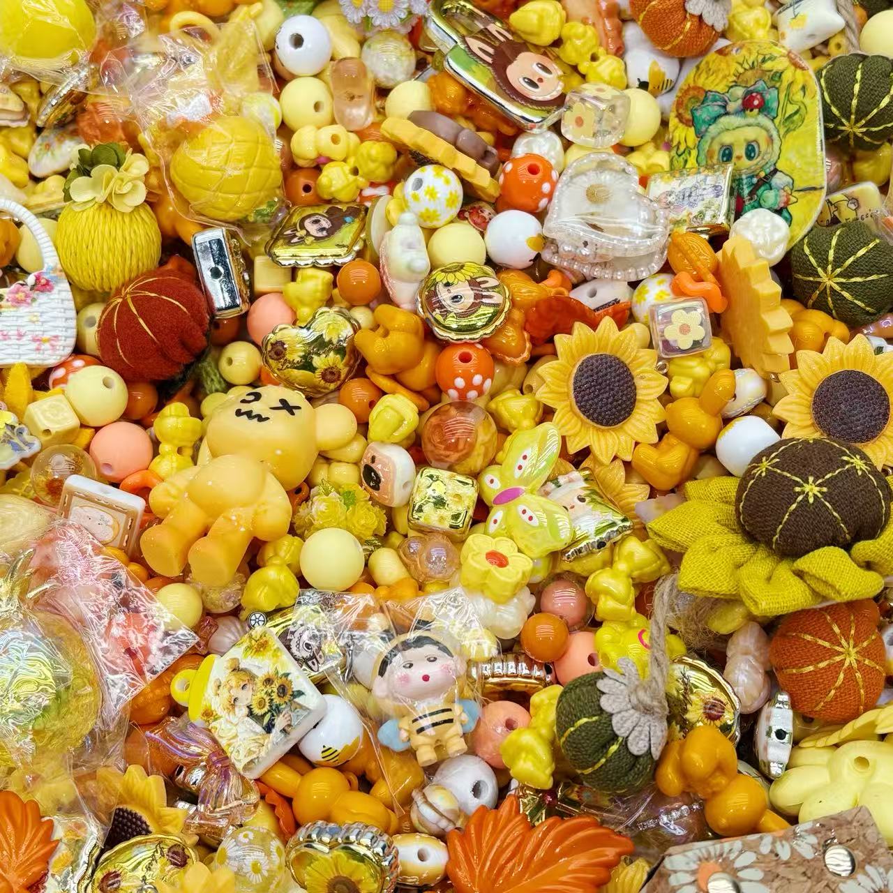 Acrylic beads-Sunflower (for beadable pens, keychains, phone chains)