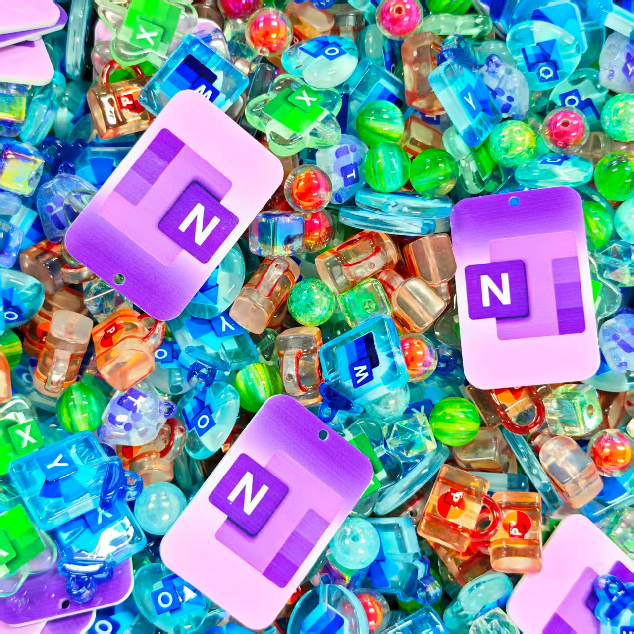 Acrylic Beads -Microsoft (for beadable pens, keychains, phone chains)
