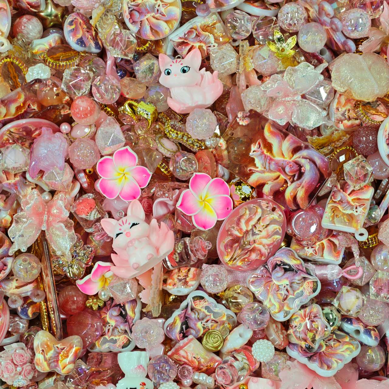 Acrylic beads - Pink fox (for beadable pens, keychains, phone chains)