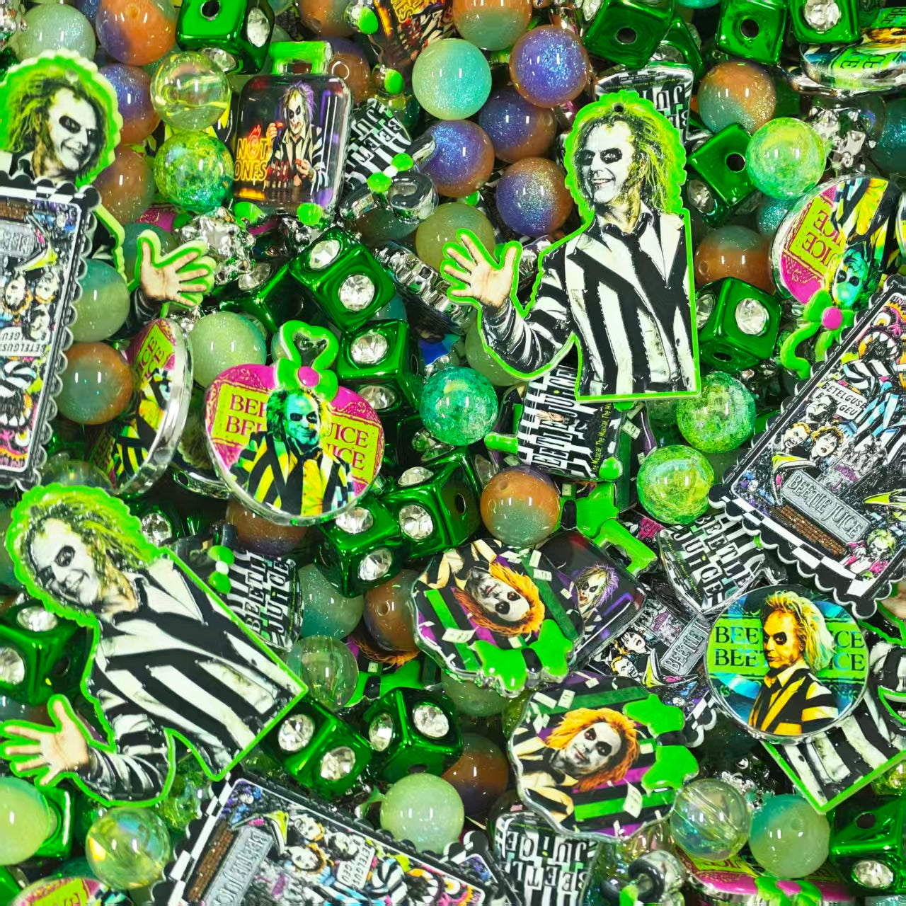 Acrylic beads - Beetle juice (for beadable pens, keychains, phone chains)