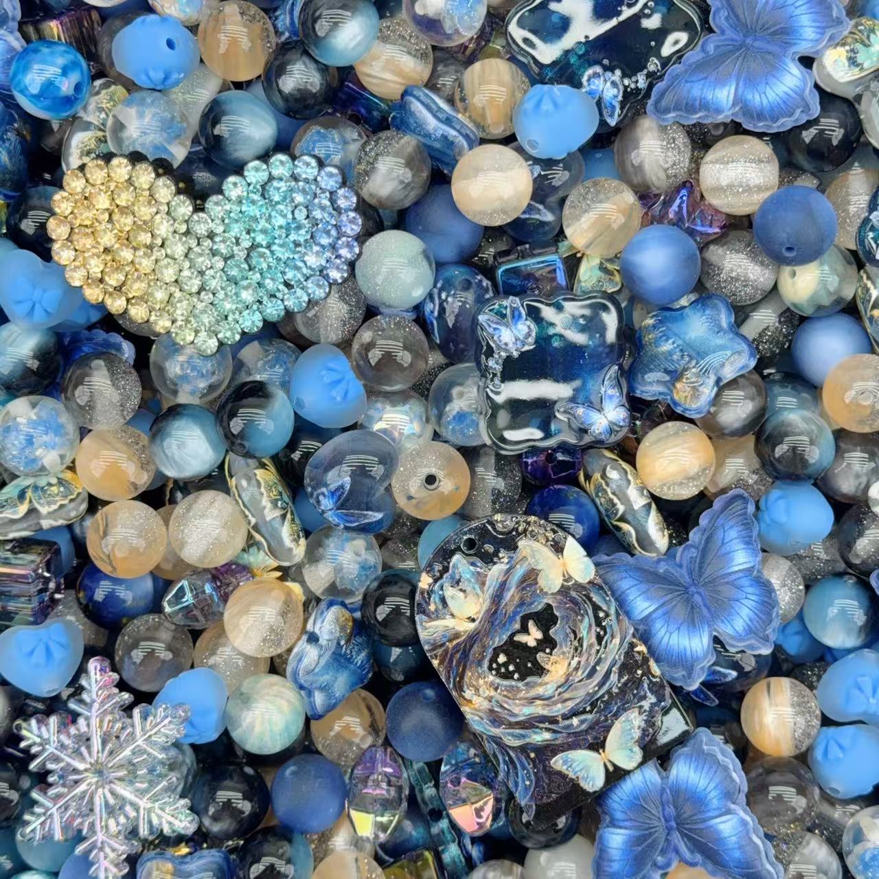 Acrylic Beads -Blue butterfly (for beaded pen, keychains, phone chains)
