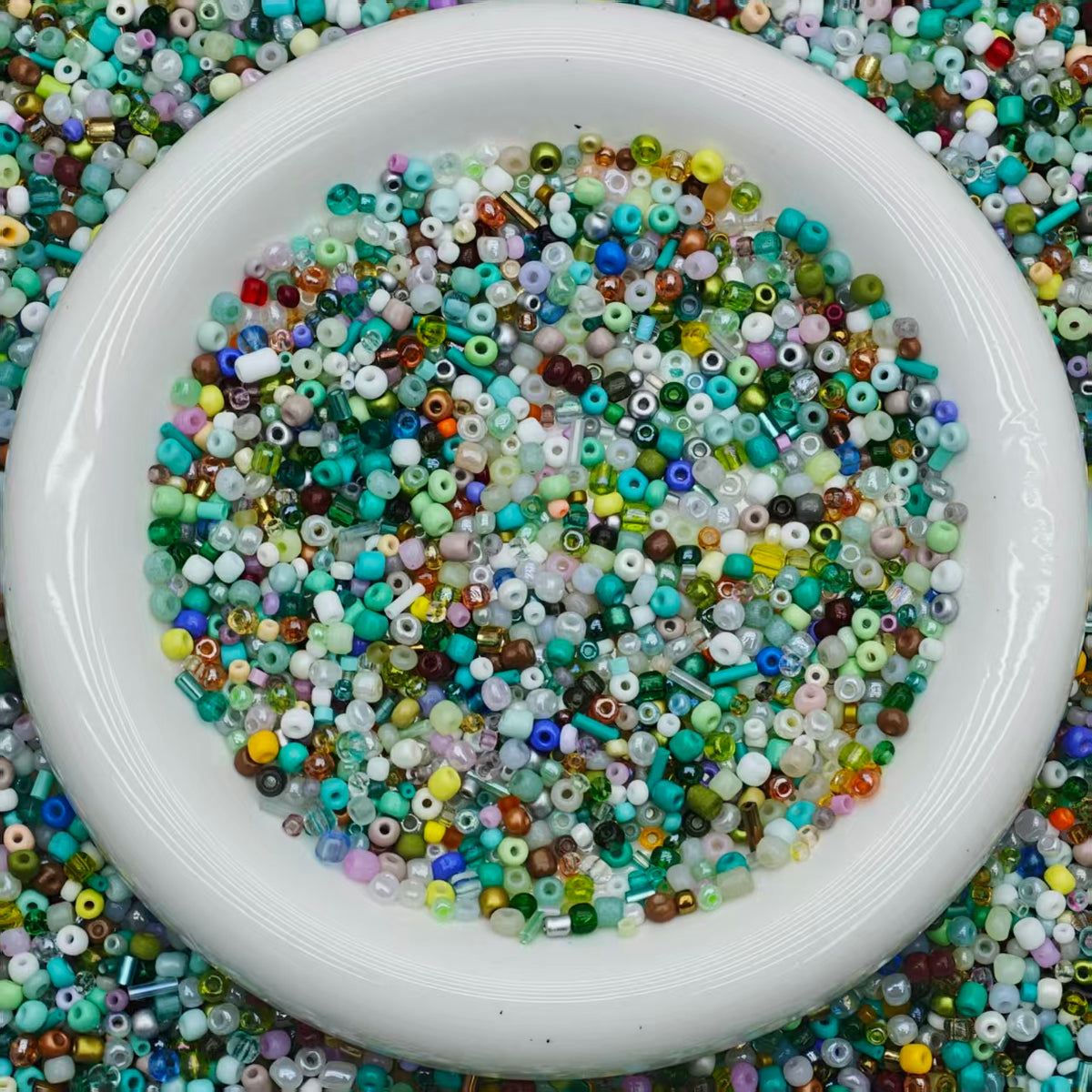 Mini glass beads - Green(for keychains, phone chains,bracelet, necklace)