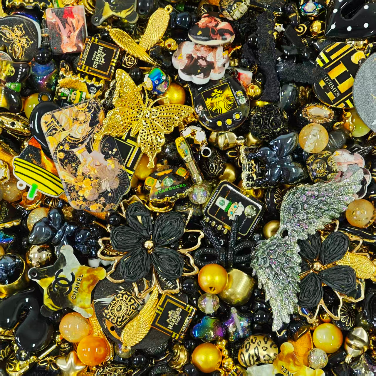 Acrylic Beads - black gold (for beaded pen, keychains, phone chains)