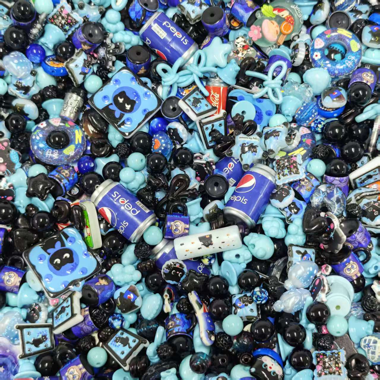 Acrylic Beads -Blue cat (for beaded pen, keychains, phone chains)