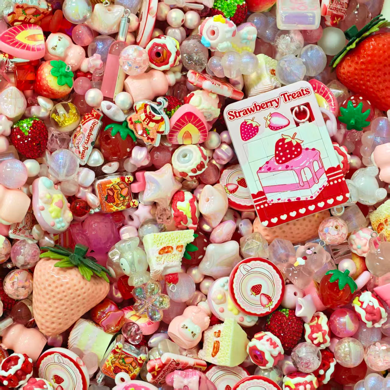 Acrylic Beads -Strawberry cake (for beaded pen, keychains, phone chains)